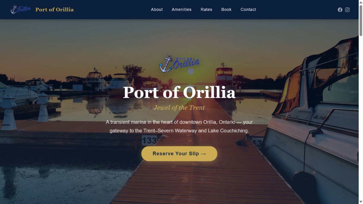 Port of Orillia website homepage