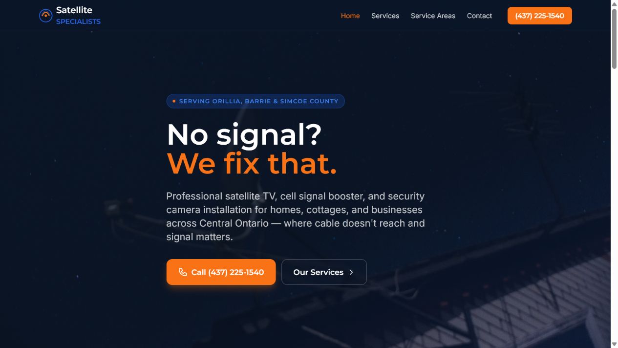 Satellite Specialists website homepage